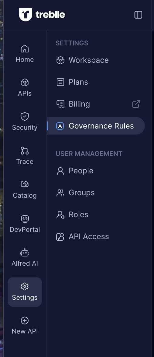 Governance Rules in Settings