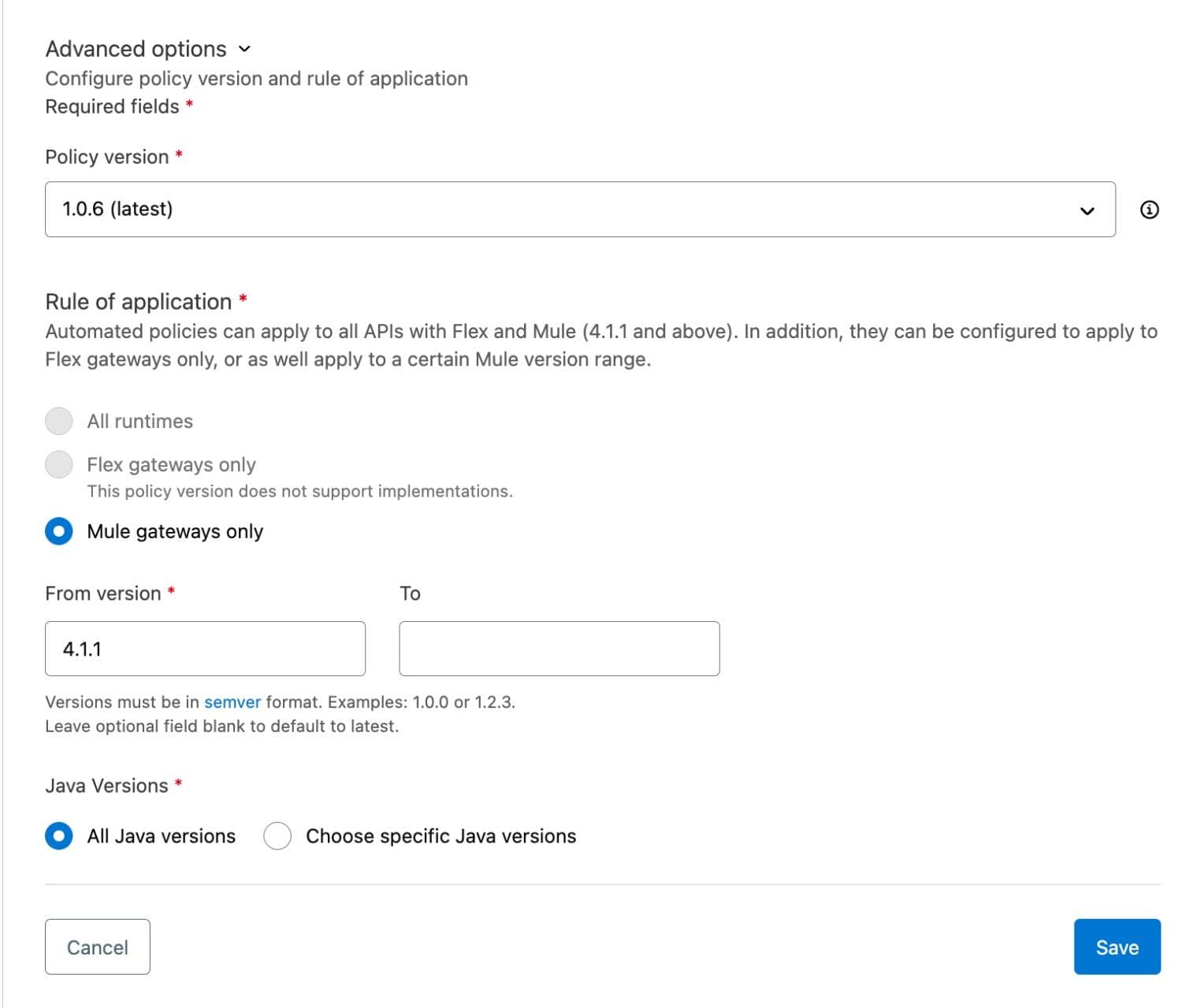 Advanced Options for Automated Policy