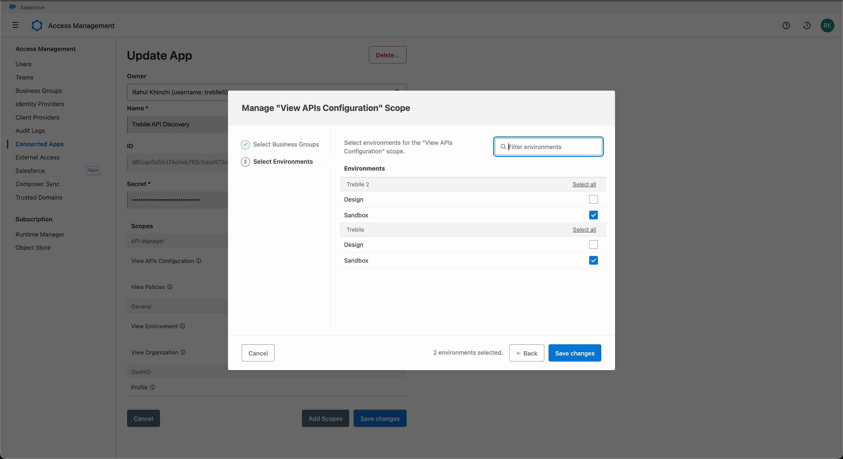 Complete business group scopes