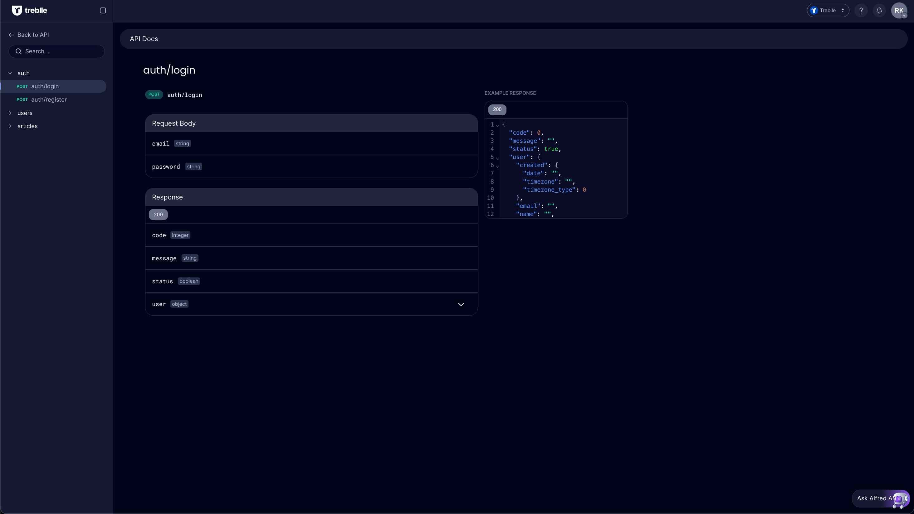 Customer API documentation interface