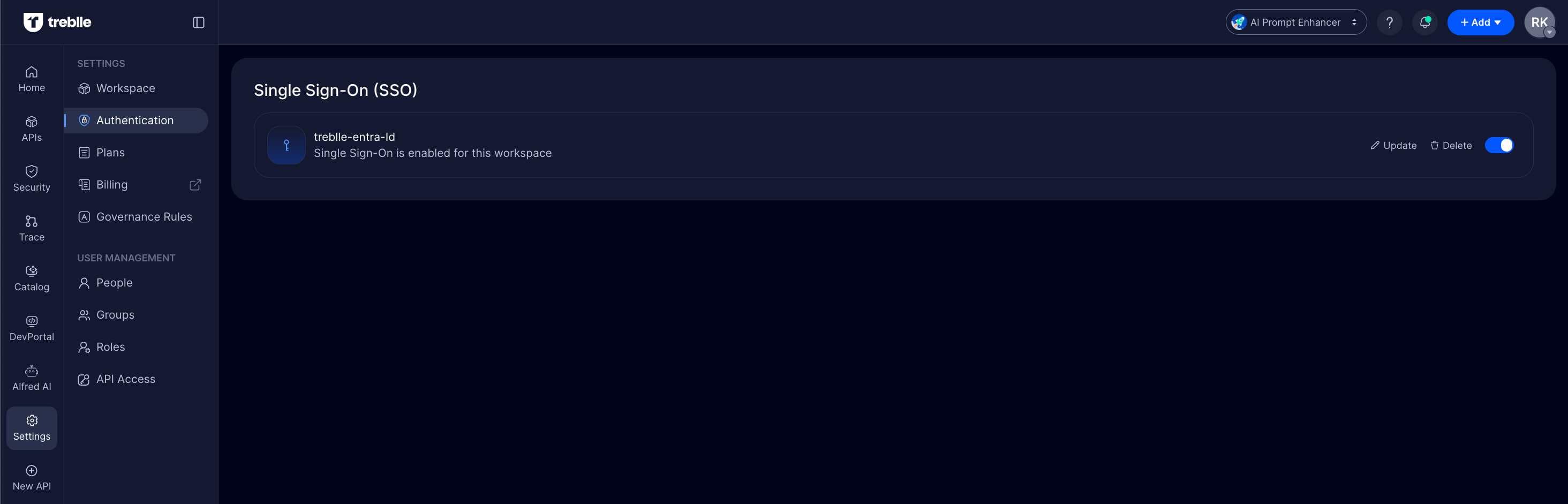 SSO Enabled in Treblle