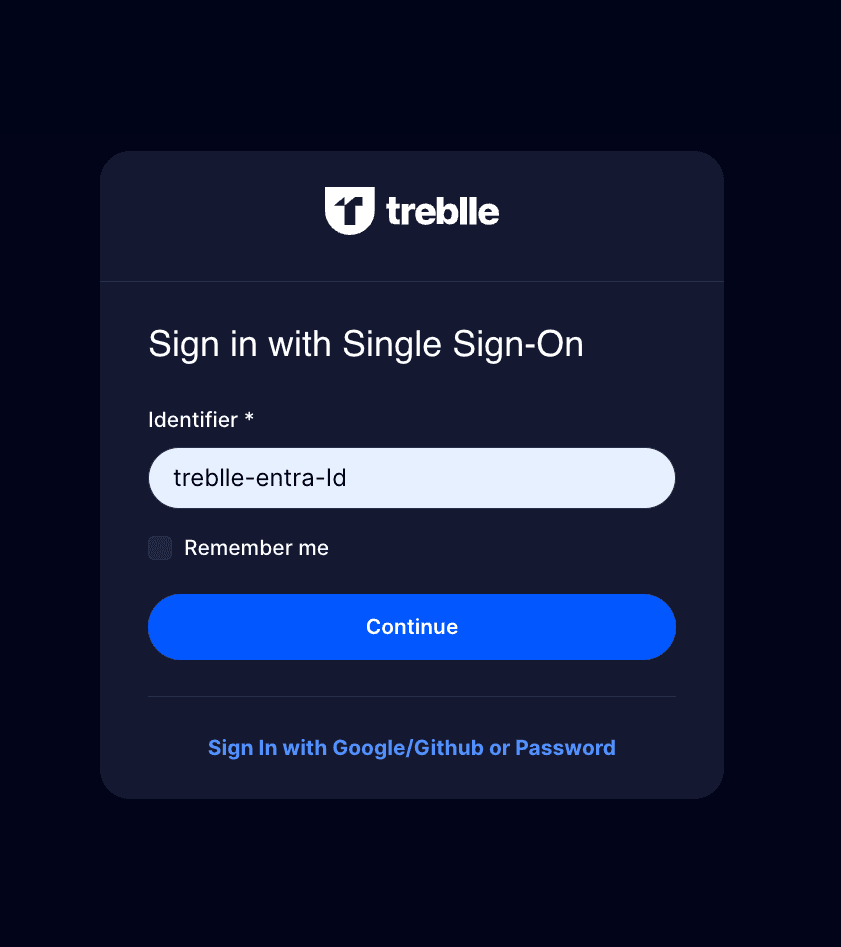 Enter SSO Identifier