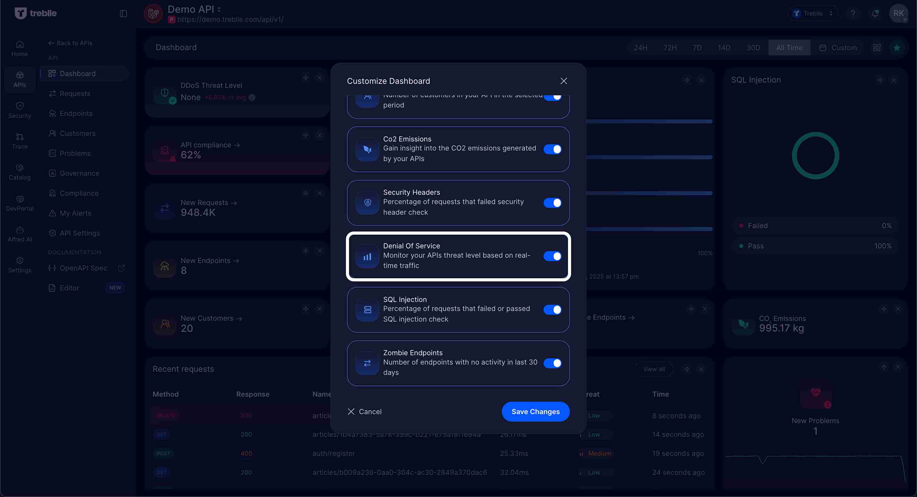 Enable DDoS Widget in Customize Dashboard