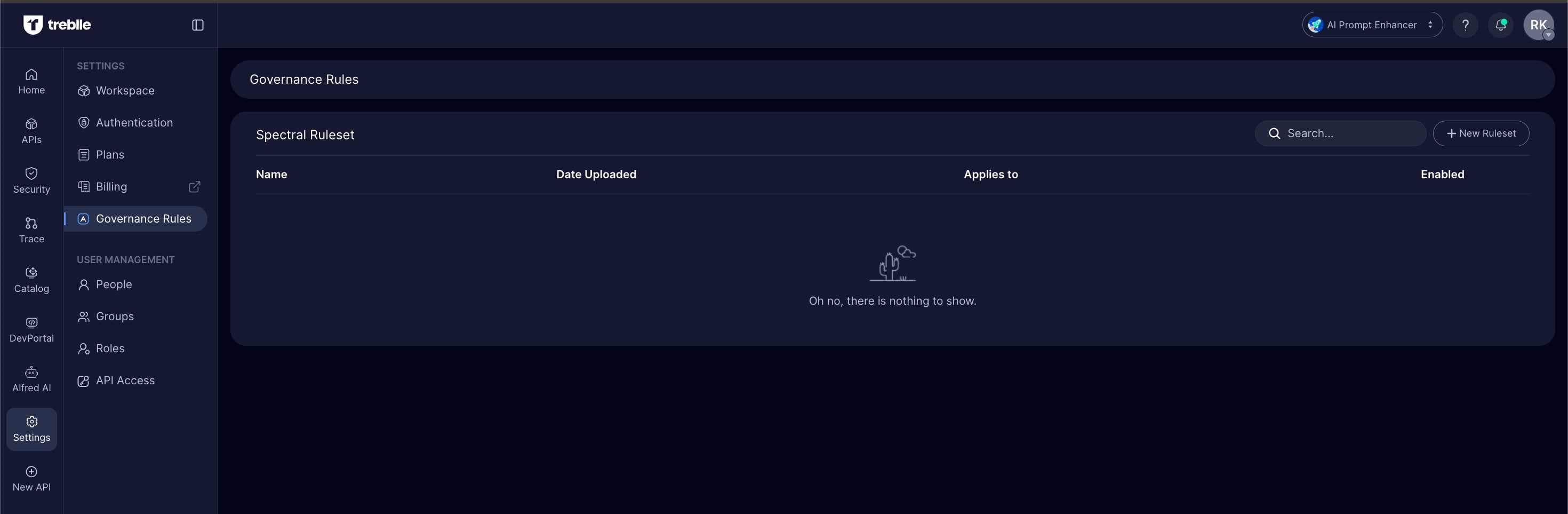 Governance Rulesets Page