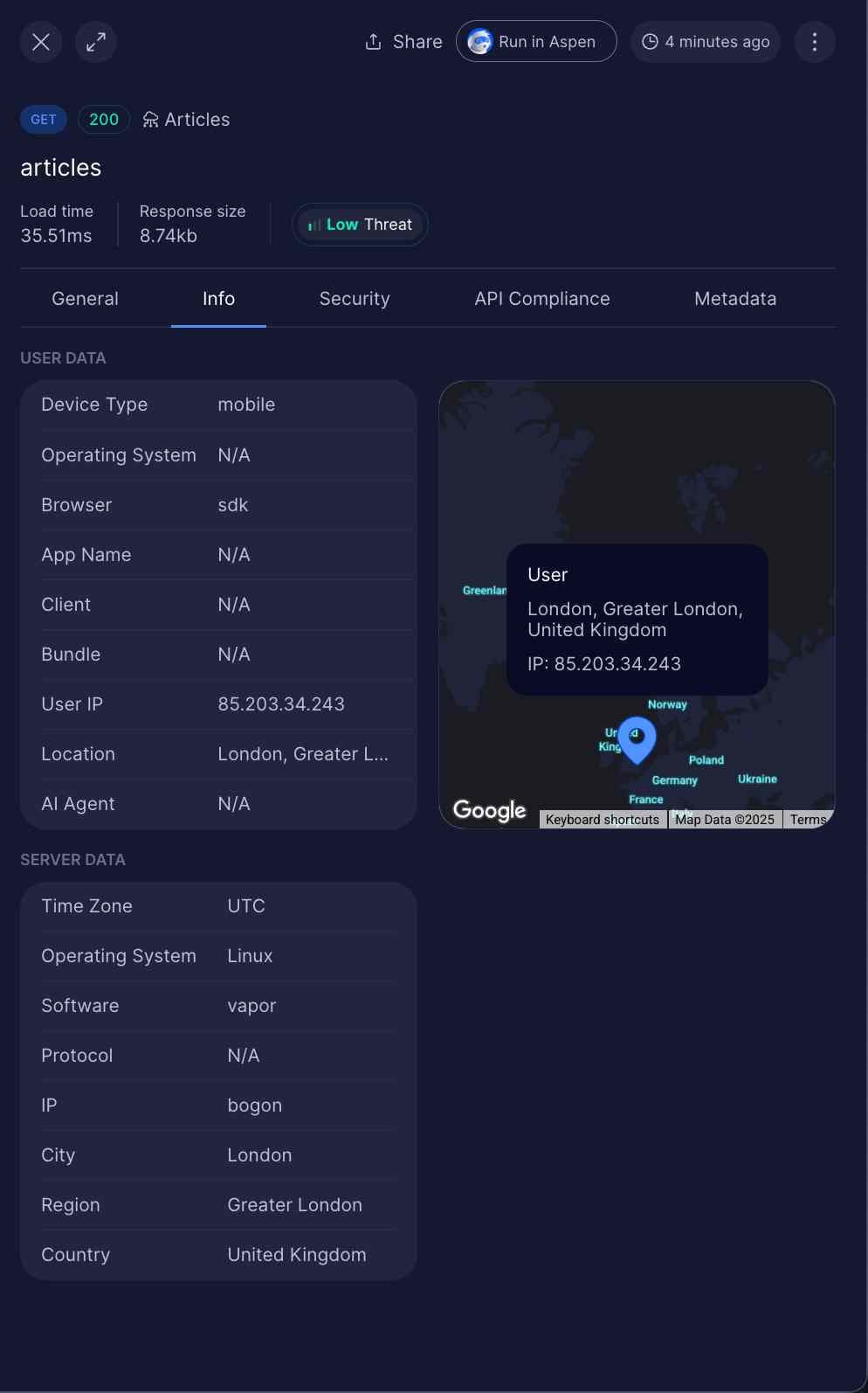 User IP Information in Request Details